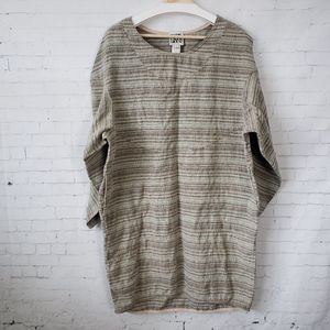 Prairie Underground Dress Size M / L Green Striped Hemp Blend Pockets Lagen Look
